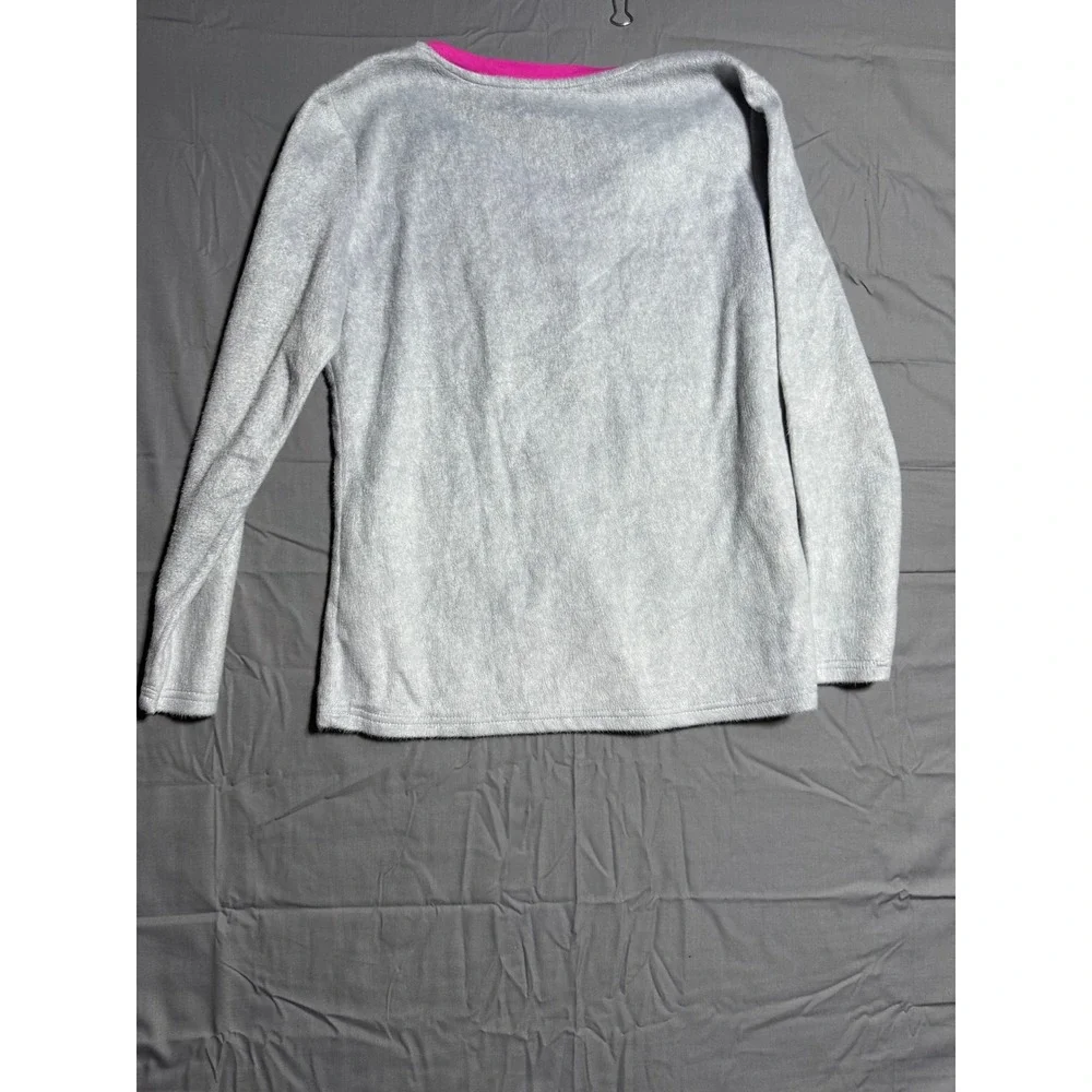 Disney Pajama Top Girls Size M 8-10 Gray Good Minnie Mouse Fleece Long Sleeve